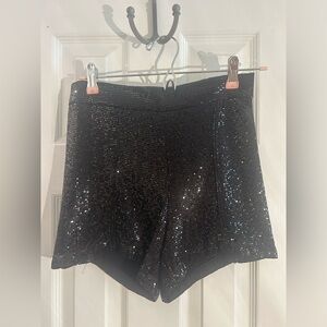 Zara- Black Sequined high waisted shorts